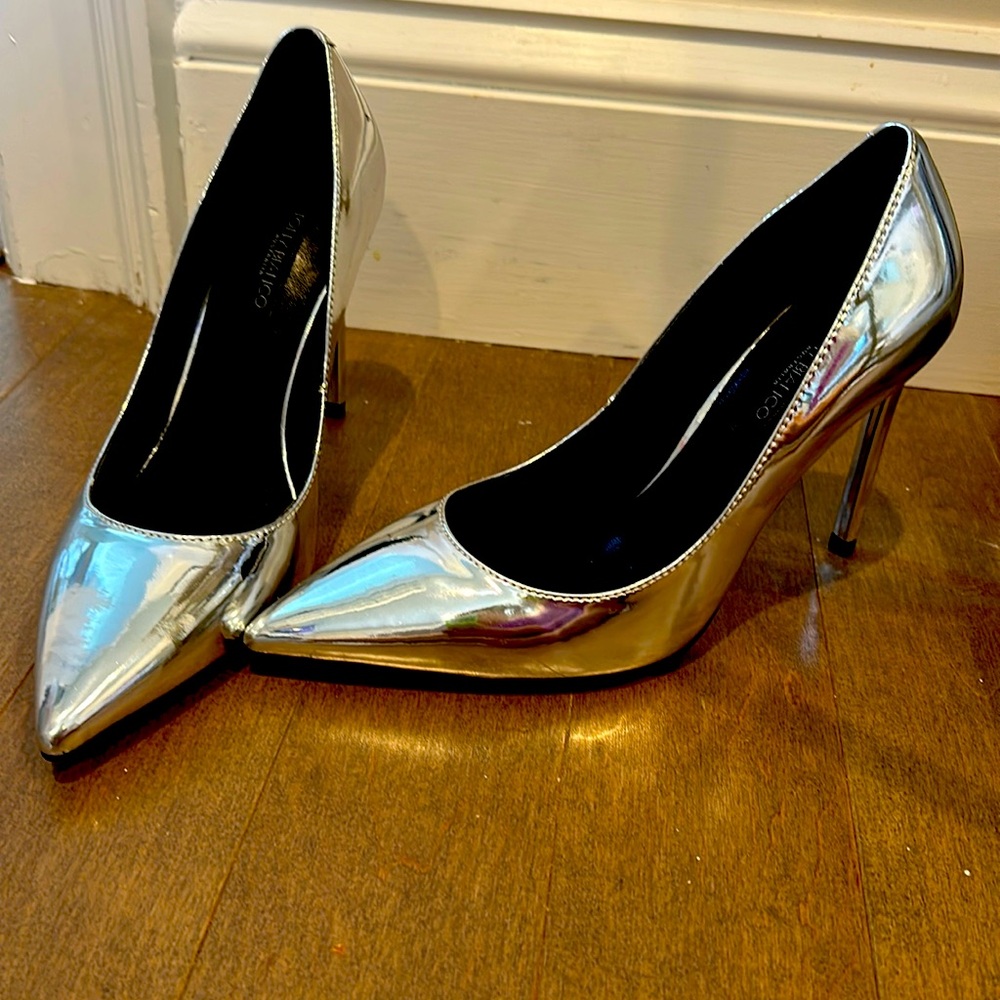 Tony Bianca Anja heels in silver shine. Brand new. Never worn. Size 6.5.
